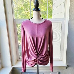 Drew Mauve Long Sleeve Knot Front Top | L